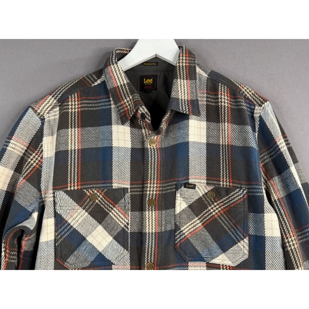 Lee Woven Shacket Mens M Plaid Organic Cotton Heavyweight Snapfront Workwear